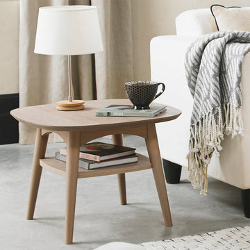 Bentley Designs Dansk Scandi Oak Lamp Table with Shelf | Taylors on the High Street